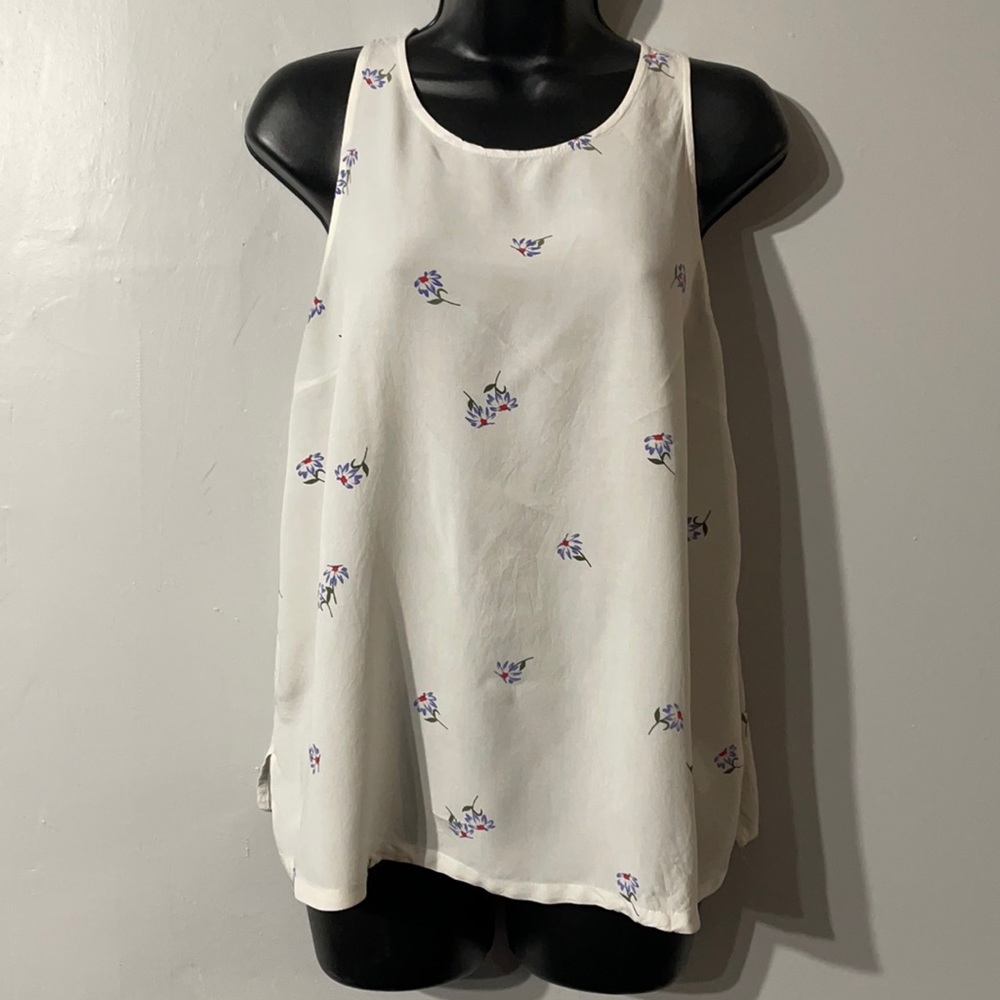Off white floral sleeveless top